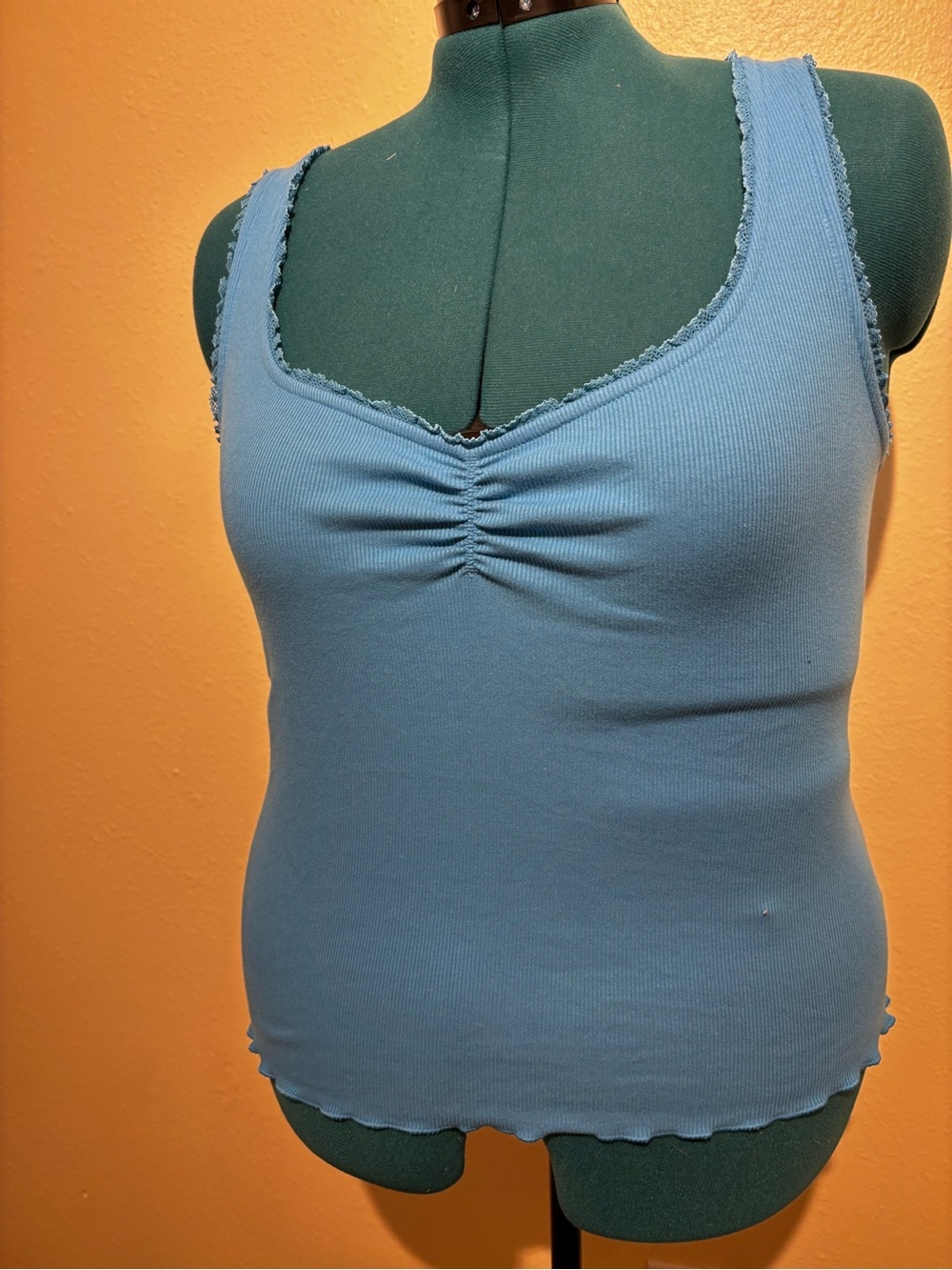 Old Navy Blue Ribbed Tank Top with Lettuce Edge